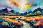 Abstract canvas painting wall décor Minimalist Floral landscape colorful